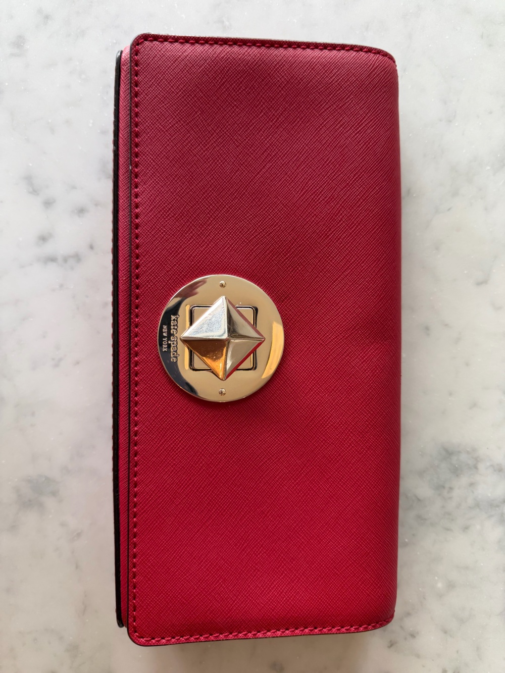 Kate spade Red Leather Turnlock Clutch